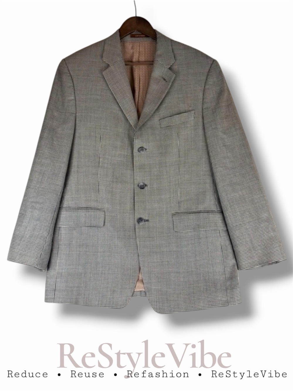 MICHAEL KORS Men’s Size 40R Blazer Suit Coat Jacket Houndstooth Silk Wool Blend